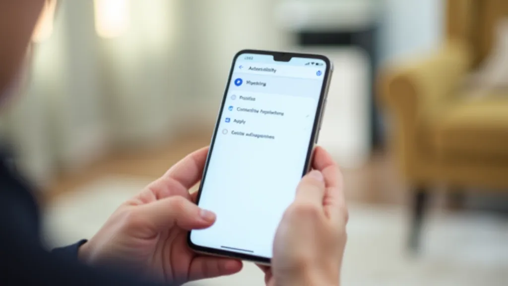Android telefona iestatījumu izvēlne ar aksesibilitātes iespējām
